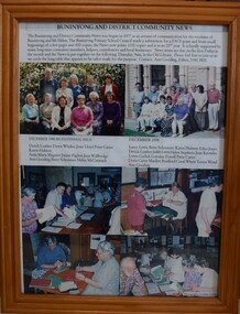 Photographic Collage of people who helped produce the Buninyong and District Community News Special Bicentennial Edition in 1988 and the group involved a decade later in 1998. 