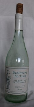 Commemorative wine bottle produced to celebrate the 150th Anniversary of the founding of Buninyong. 