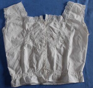 19th C. style of underwear bodice made from white cotton.