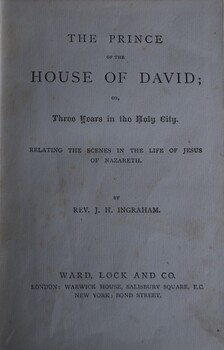 Title page from a story book, titled The Prince of the House of David, presented to Rosalinda Heard at State School 978 by the Head Teacher.