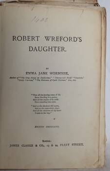 Dark blue, book cloth covered volume, formerly used in the Buninyong Public Library. In very poor condition.
