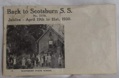 Envelope printed for the Jubilee of the Scotsburn State School, April 19-21, 1930