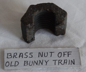 A broken nut retrieved from an old Buninyong line engine.
