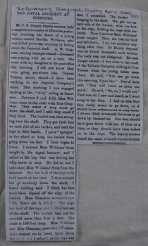 News report on the death of Martha Williams in an accident at the Imperial Mine at Hiscocks, near Buninyong in February 1885.