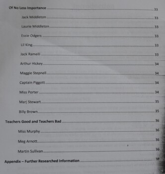 Second contents page for a transcription of Don Ogilvie's memories of Buninyong residents from the 1930s to 1950s.