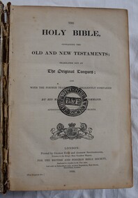 Book, The Holy Bible containing the Old and New Testaments