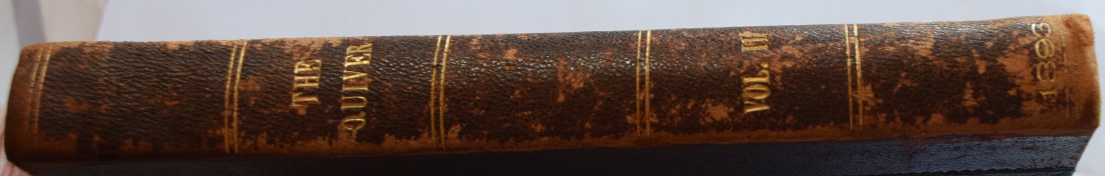 Image of spine with decorative binding for vol 2 of The Quiver