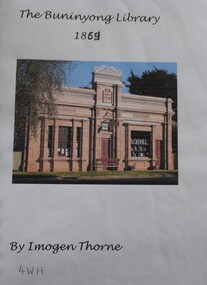 Cover of booklet by Imogen Thorne on the old Buninyong Library