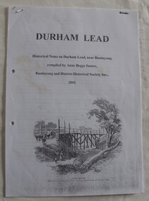 Inside cover of a booklet on Durham Lead, collated by Buninyong Historical Society