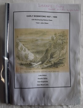 U3A class assignment on early Buninyong History, completes in 2015.