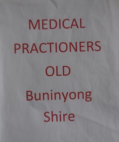 Cover of booklet with computer-generated lists of Buninyong medical practitioners.