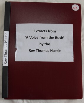 Folder of printed extracts from book of sermons delivered by Rev. Thomas Hastie.
