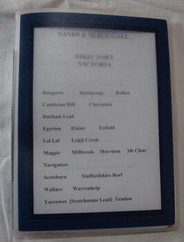 List of Buninyong district towns included in the Sands & McDougall Victorian Directories 1938 and 1959