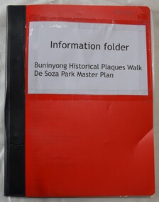 Folder containing Buninyong Historical Plaques Walk and Desoza Park Master Plan