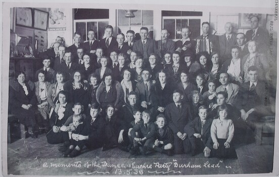 Photograph of the Dance and euchre party held at Durham Lead, 13 May, 1932.