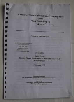 Extract on Mount Buninyong from 1999 report on historic sawmill and tramway sites.