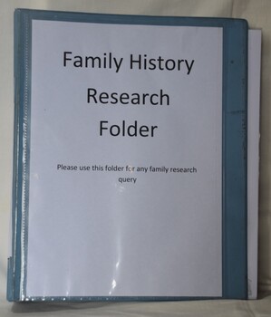 Folder containing guides, indexes and sources of support for researching family history.