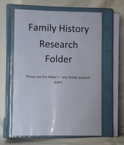 Folder containing guides, indexes and sources of support for researching family history.