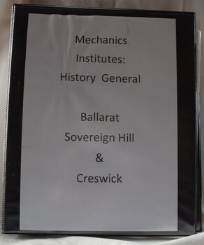 Folder of collected articles on the history of Mechanic's Institutes in central Victoria.