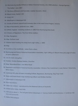 A4 typed page (no. 2) with list of contents of a folder of Buninyong district maps.
