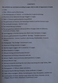 Contents page one from folder of Buninyong mining maps.