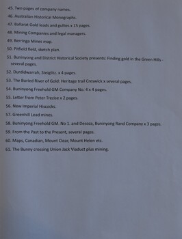 Contents page three from folder of Buninyong mining maps.