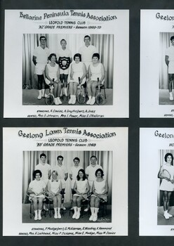 Group of tennis players, some holding racquets