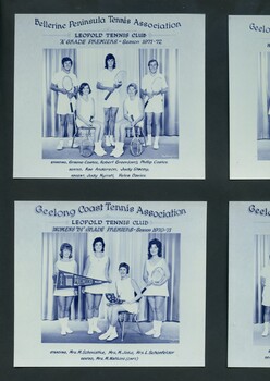 Group of tennis players holding racquets.