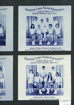 Group of tennis players holding racquets.