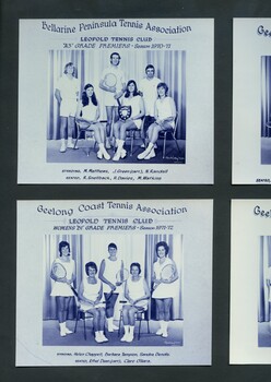 Group of tennis players holding racquets.
