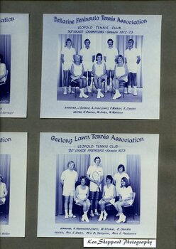 Group of tennis players holding racquets.