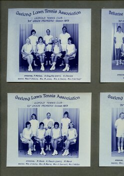 Group of tennis players holding racquets.