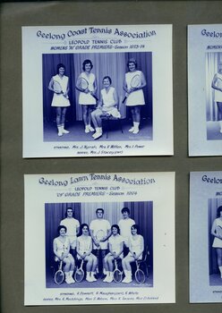 Group of tennis players holding racquets.