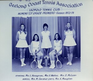 Group of tennis players holding racquets