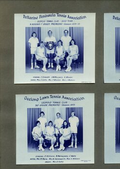 Winning divisional tennis team with trophy