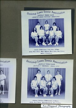 Winning divisional team with tennis racquets
