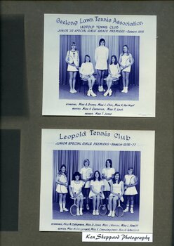 Winning divisional team with tennis racquets
