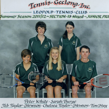 Premiership tennis players, some holding racquets