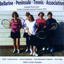 Premiership tennis players, some holding racquets