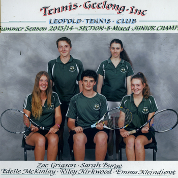 Premiership tennis players, some holding racquets
