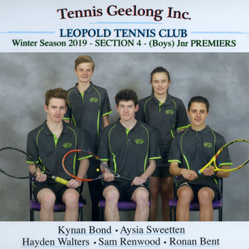 Premiership tennis team players holding racquets