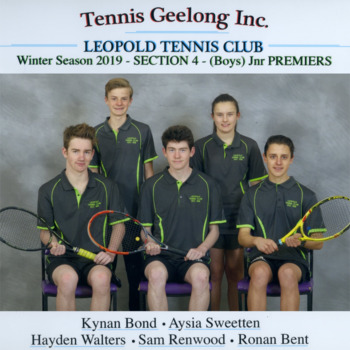 Premiership tennis team players holding racquets