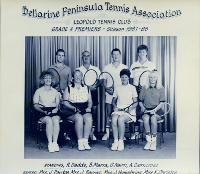 Photograph of tennis players in premiership team