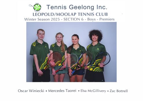 Photograph of tennis players in premiership team