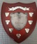 Wooden shield with inscribed silver metal plates