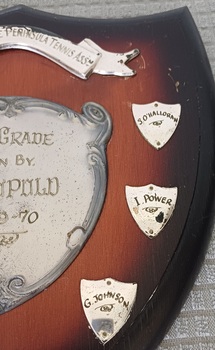 Wooden shield with silver metal plates