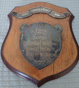 Wooden shield with banner and inner sheild plate