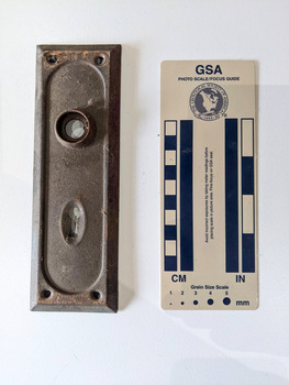 Historic door plate with a key hole. 