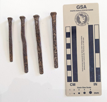 Four nails made of iron