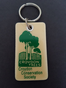 Textile - Key fob in plastic, Promotional Key Fob, with Croydon Conservation Society logo
